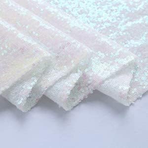 JYFLZQ Iridescent White Sequin Tablecloth 50x50 Inch Square, Small Size - Image 3