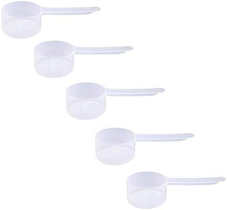 Plastic Measuring Scoop, (35 cc | 2.5 Tablespoon | 1.25 fl oz. | 35 mL) Long Handle Spoons for Powders, Granules, Coffee, Pet Food, Baking Supplies, Protein and Other Dry Goods, BPA Free (Set of 5) by TheScoopie