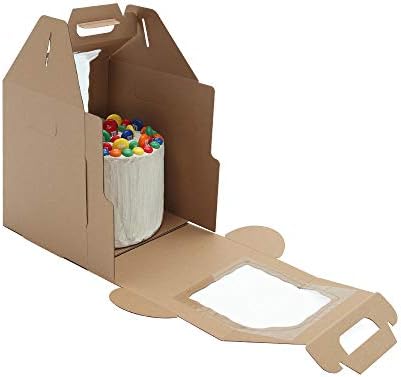 W Packaging Plain Tall Kraft/Kraft Cake-Carrier Box 16" x 16" x 18" High with Window - 10 Pieces - Image 2