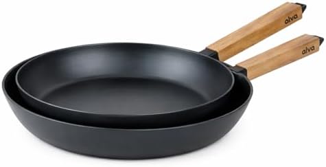Alva Forest 2-Piece Professional Carbon Steel Cookware Set - Pre-Seasoned Non-Toxic Frying Pans - Chemical-Free, Traditional Cooking Surface - All Stovetop Compatible & Fast-Heating by Alva