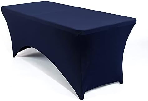 MDS® Pack of 20 Spandex Tablecloth 6FT Tight Fitted Stretch Table Cover – Washable Wrinkle-Free Reusable Elastic Patio Tablecloth for Wedding, Party, Banquet, Trade Show, Event Décor - Navy Blue by MDS