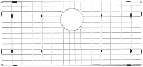 Sink Protectors for Kitchen Sink,Large Sink Rack,Stainless Steel Sink Grid for Bottom of Sink 28.6"X 14",Metal Sink Grate with Strainer,Rear Drain for Single Bowl with Corner Radius,1 pack by Alonsoo
