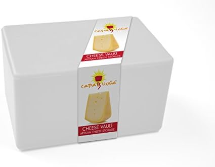 CapaBunga Cheese Vault with Divider - Reusable Artisan Cheese Storage Container for Fridge - Food Grade Silicone Cheese Container 6x4x3.5” - Cheese Keeper for Refrigerator - White Cheese Holder by CapaBunga