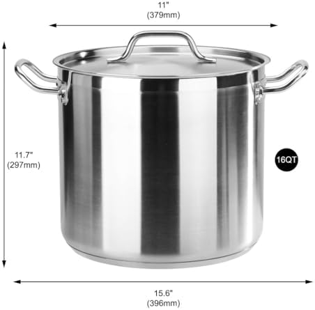 New Star Foodservice 16 Qt Stainless Steel Stock Pot with Cover, 18/8 Stainless Steel - Image 2