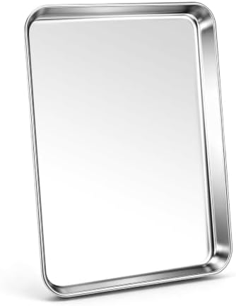 Stainless Steel Baking Sheet, 12.4" x 9.6" Quarter Sheet Pan, 1PC | Metal Cookie Tray Fits Toaster Oven, Healthy & Non-Toxic, Easy Clean & Dishwasher Safe by Unknown