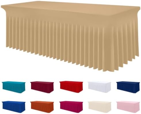 Smiry Spandex Elastic Fitted Table Cloth Skirt for 8FT Rectangle Table by Smiry