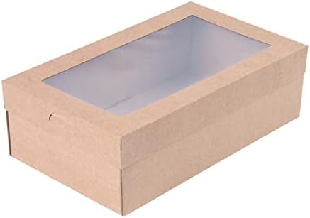 Restaurantware-Cater Tek 10.2 x 6.1 x 3.2 Inch Catering Boxes, 10 Insert Tab Lock Baked Goods Boxes - Window Lids, Easy Assembly, Kraft Paper Window Pastry Box, For Charcuterie Or Cupcakes by Restaurantware