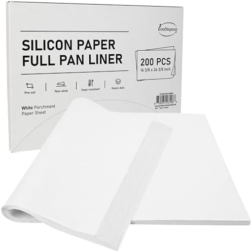 EcoDispose 200 Pcs Non-Stick Parchment Paper Baking Sheets 16-3/8"x24-3/8" | White, Heavy Duty, Pre-Cut, Greaseproof, Full Pan liner for Bake by EcoDispose
