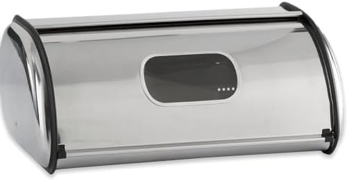 Montgomery Ward Window Breadbox for Kitchen Countertop, Stainless Steel | Countertop bread box with clear viewing window, rear air vents, and durable metal construction bread and baked goods storage by MontgomeryWard