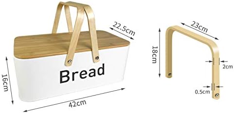 SOTECH Large Bread Box Metal Bread Bin with Bamboo Lid and Handle Food Storage Container Modern Box for kitchen Counter Organizer Kitchen Decor Outdoor Portable Bread Box (white) - Image 5