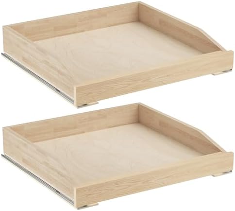 ROOMTEC Pull Out Cabinet Organizer with Soft Close, 22-1/2" W x 21" D, Pull Out Cabinet Drawer for Kitchen cabinets, Pull Out Cabinet Shelf, Finished, Bottom Assembly, 2PCS by ROOMTEC