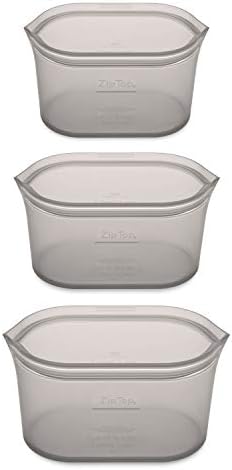 Zip Top Reusable Food Storage Bags | 3 Dish Set [Gray] | Silicone Meal Prep Container | Microwave, Dishwasher and Freezer Safe | Made in the USA - Image 2