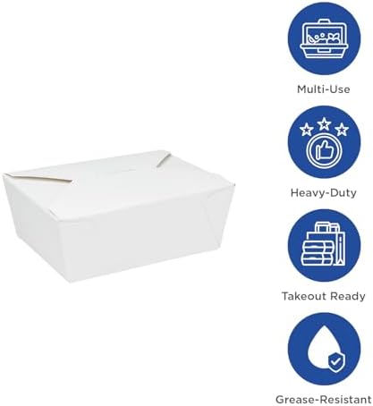 Karat FP-FTG48W 48 fl.oz. 5.9" x 4.6" x 2.4" Fold-to-Go Box #8,.White (Pack of 300) - Image 3