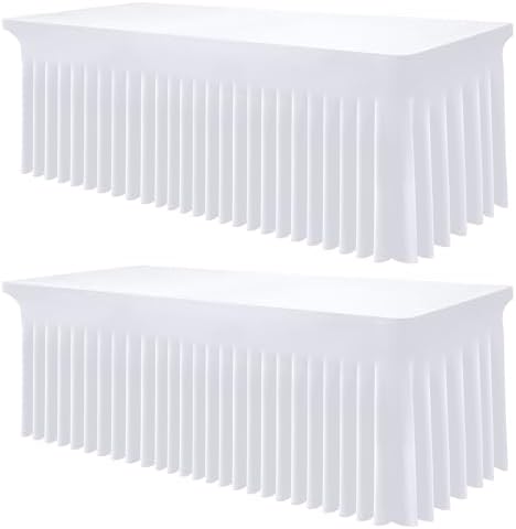 Smiry 2 Pack Spandex Elastic Fitted Table Cloth Skirt for 4FT Table by Smiry