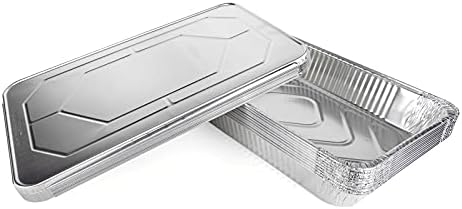 IDL Packaging Full Size Aluminum Steam Table Pans with Lids - Deep, 21" x 13" x 3" (Pack of 10) - Disposable Foil Pan for Catering, Grilling, Roasting, BBQ, Cooking, Baking, Freezing by IDLPackaging