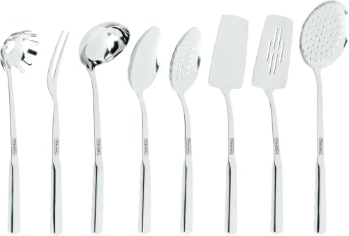 Viking Kitchen Utensils Set, 8 Piece Stainless Steel Cooking Utensil Set, Includes Spatulas, Spoons, Pasta Fork, Deep Ladle, Meat Fork, and Skimmer, Silver Multiple - Model 2021 (Pack of 6) by Unknown