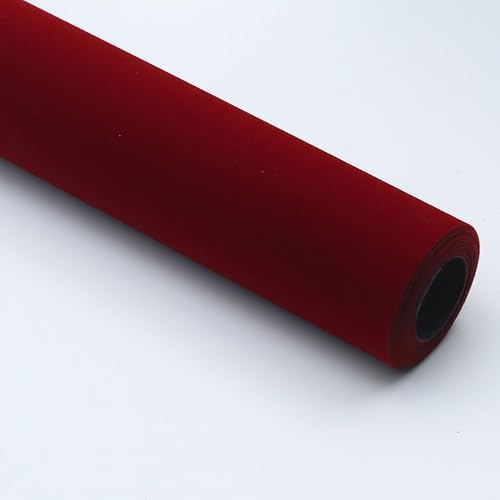 Self Adhesive Sheets Peel and Stick Velvet Flock Soft Velvet Drawer Liner DIY Fabric Felt Liner Sticker Decal for Drawers Jewelry Box Felt Lining Arts and Crafts 14" W x 197" L Wine Red - Image 2