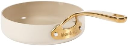 Bloomhouse - Two Time Oprah's Favorite Things Winner - 8 Inch Heavy Duty Aluminum Premium PFA Free Ceramic Nonstick Saute/Deep Frying Pan Skillet - Almond Cream w/Gold Handle by Unknown
