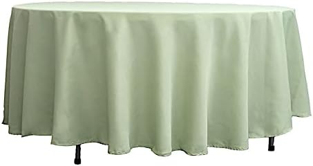 Balsa Circle 10 pcs 108 inch Sage Green Round Washable Polyester Easy-Care Tablecloth for Indoor and Outdoor Bridal Shower Wedding Events Kitchen Dining by BalsaCircle