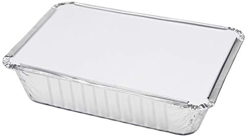 Tiger Chef Oblong Aluminum Tin Foil 2.25 Pound Pans Dimensions: 8.44" X 5.89" X 1.8" With Board Lids Disposable Freezer to Oven Safe for Takeout, Baking, Cooking, Storing and Freezing - 10 Pack - Image 2