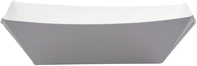 Restaurantware-Bio Tek 6 Ounce Boat Paper Boats, 400 Disposable #40 Food Trays - PE Lining, Durable, Gray Paper Food Baskets, For Concession Stands, Picnics, or Fairs, Stackable - Image 14
