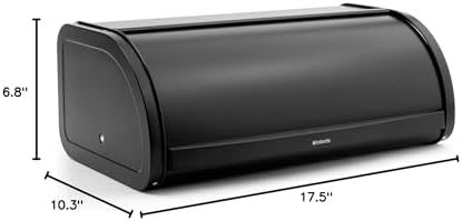 Brabantia Roll Top Bread Box | Large | Matt Black | Metal Front Opening Bread Store for Kitchen Countertop | Partly Flat Top for Extra Storage, Magnet Closing Lid | Fits 2 Loaves - Image 6