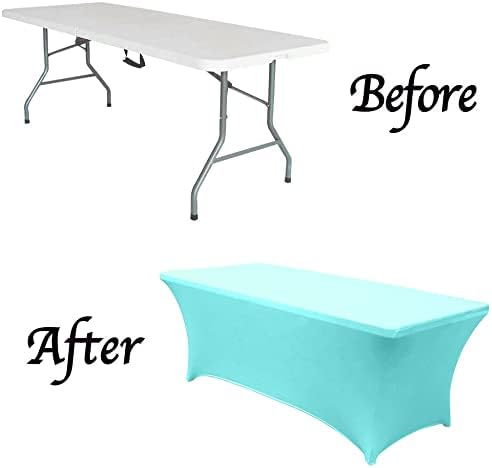 MDS® Pack of 12 Spandex Tablecloth 4FT Tight Fitted Stretch Table Cover – Washable Wrinkle-Free Reusable Elastic Patio Tablecloth for Wedding, Party, Banquet, Trade Show, Event Décor - Aqua Blue - Image 5