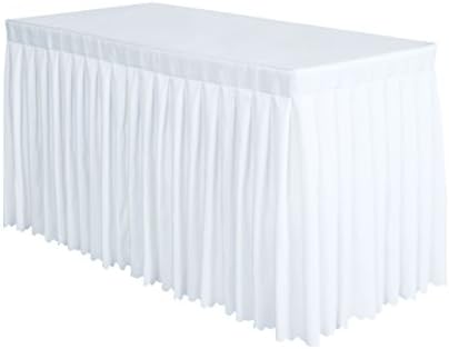 Surmente 14ft White Table Skirt for 6-8 Foot Rectangle Tables by Surmente