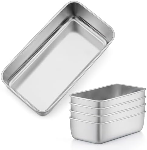 LIANYU Loaf Pans 9x5 Inch, 5 Pack Bread Pans for Baking, Stainless Steel | Bread Baking Pans, Loaf Tins for Homemade Bread Brownies and Pound Cakes Sourdough, Dishwasher Safe, Heavy Duty, Non Toxic by LIANYU