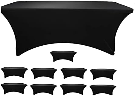 Stretch Spandex Table Covers (Black, 6Foot-10 Pack) by Valentina+CoverCo
