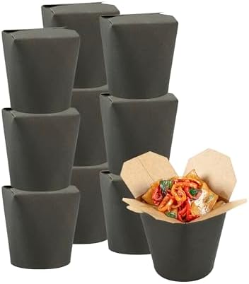 Restaurantware 32 oz Round Black Paper Noodle Take Out Container, 200 Pack by Restaurantware