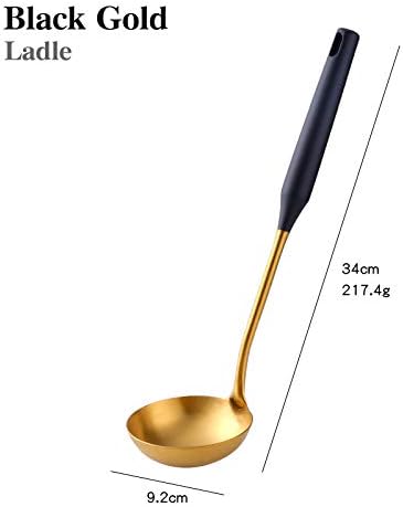 Baikai Kitchen Utensils Set of 7, Titanium Plated Black Gold Cooking Tool Gadgets Stainless Steel Cookware Set with Holder - Image 4