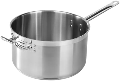 New Star Foodservice 10 Qt Stainless Steel Sauce Pan with Cover, 18/8 Stainless Steel, 6.1-Inch Depth - Image 3