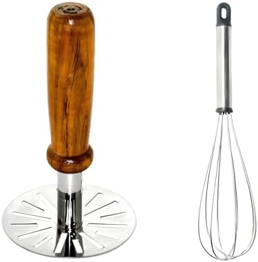 Oblivion Stainless Steel Potato Masher & Multipurpose Hand Whisk Mixer Set – Professional-Grade Durable, Easy-to-Use Multi-Function Kitchen Tools for Mashing & Whisking by Oblivion