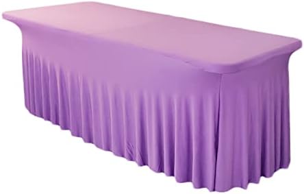 Stretch Table Clothes for 8 Foot Rectangle Table Cover Fitted Spandex Ruffle Table Skirt 4-Sides Waterproof Washable Polyester Table Cloth for Dining, Kitchen and Wedding by hapygasmAZ