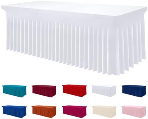 Smiry Spandex Elastic Fitted Table Cloth Skirt for 4FT Rectangle Table by Smiry