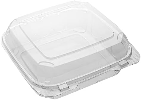 Restaurantware 39 oz Square Clear Plastic Clamshell Container, 100 Pack - Image 2