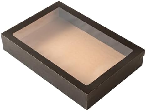 Restaurantware Cater Tek 17.9 x 12.3 x 3.2 Inch Baked Goods Boxes 100 Greaseproof Pastry Boxes - Window Lids Insert Tab Lock Black Paper Catering Boxes Easy Assembly For Charcuterie Or Cupcakes by Restaurantware