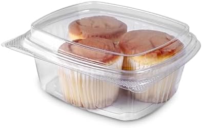 12oz Tall Dome RPET Clear Hinged Lid Deli Container- 200Pcs by CleverPackaging