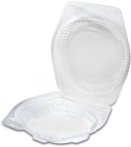 LBH-881 Clear Circular OPS Plastic Hinged Locking Lid Food Pie Container, 8" Diameter | 100/Case - Image 2
