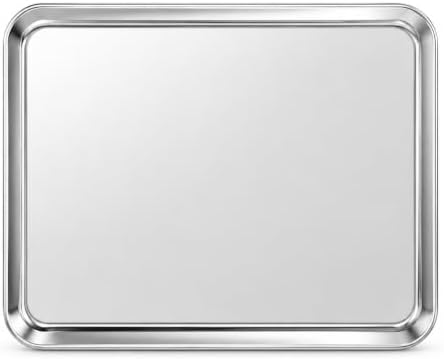 Stainless Steel Baking Sheet, 16" x 12" Cookie Sheet Pan, 1-Pack | Jelly Roll Pan for Baking Roasting Cooking, Heavy Duty & Non-Toxic, Easy Clean & Dishwasher Safe by Unknown