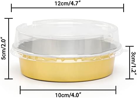 Beasea Aluminum Foil Pie Pan 4 inch Round Oven Baking Mini Cake Pan, 20 Pcs 8 Oz Aluminum Pie Pan Tin Golden Tart Pans for Pie Tart Quiche - Image 2