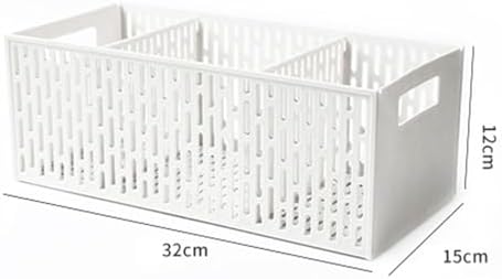 Tyenaza Plastic Storage Basket Divider 3 Compartments Space Saving Food Storage Bins for Fruit, Vegetables, Snacks (12 x 15 x 32 cm) - Image 3