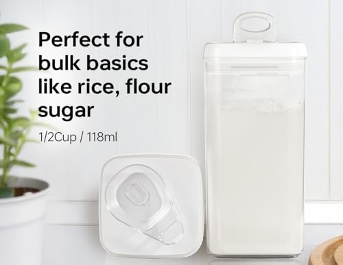 Felli Flip Tite Acrylic Food Storage Container with Lid 6” XL Air Tight Ring Seal Flip Top, Plastic Kitchen Baking Canister for 5 lb Flour Sugar Rice Protein Powder Pantry Organizer (Nest-M, White) - Image 6
