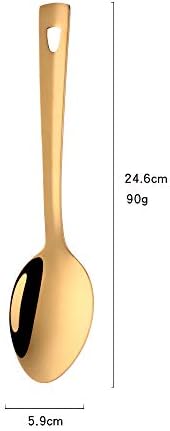 6 Pcs Gold Small Serving Spoon, Stainless Steel Titanium Plated Serving Spoons Set Mirror Finish for Elegant Buffet Banquet Party Holiday Dinner serving, Dishwasher Safe(9.7 inches/24.6cm) - Image 2