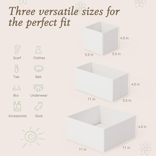 Criusia Drawer Organizers 18-Piece Set, Dresser Organizer for Baby Clothes, Foldable Closet Storage & Drawer Dividers for Underwear, Socks, Nursery (White) - Image 2