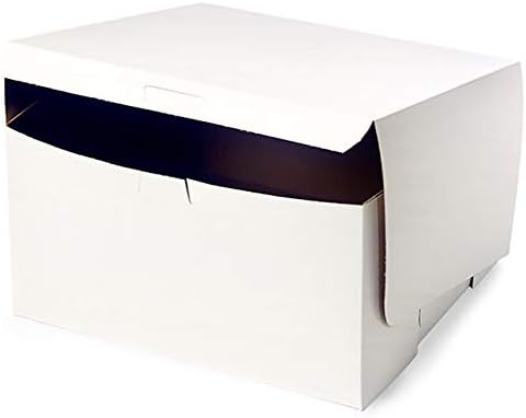 Made in USA 10" X 10" X 5" Recycled White Kraft Cake Box & 10" Round Cake Boards (Pack of 10 – Front Loading) - Image 2
