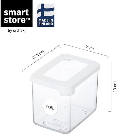 SmartStore Clear Airtight Dry Food Containers with Lids 0.8L Set of 8-20% Bio-based Plastic Storage Box with Lid, BPA Free, Dishwasher Safe - Stacking Kitchen Storage Containers - 12.5 x 9 x 10cm - Image 2