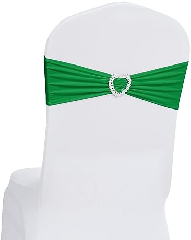 Pack of 120 Spandex Chair Sashes Bows Stretch Chair Cover Band with Buckle Slider Universal Elastic Chair Ties for Wedding Banquet Party Event Decoration (Emerald) by Howhic