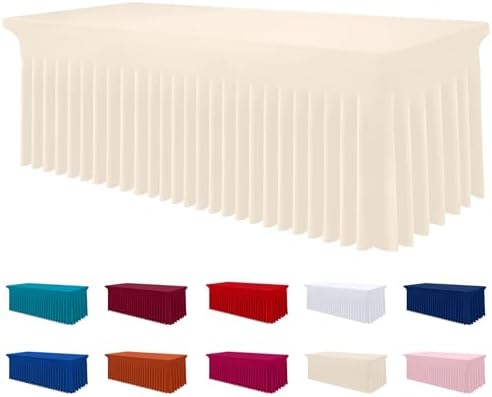 Smiry Spandex Elastic Fitted Table Cloth Skirt for 6FT Rectangle Table by Smiry